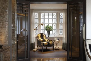 Casa Forma Luxury Interior Design Kensington Gardens Reception Gold Armchair And Pendant Floor Lighting