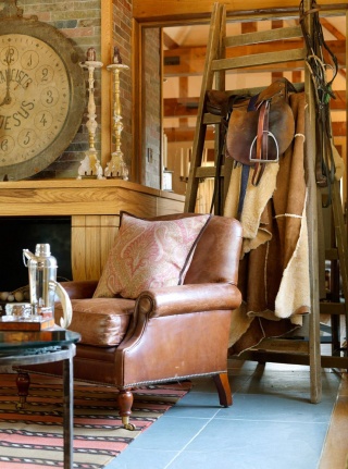casa forma billingbear polo club tan brown colonial leather armchair